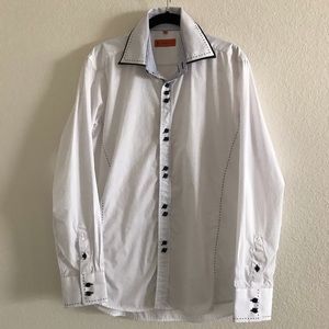 MENS DRESS DOWN SHIRT BYE LEONARDO VALENTI SZ L